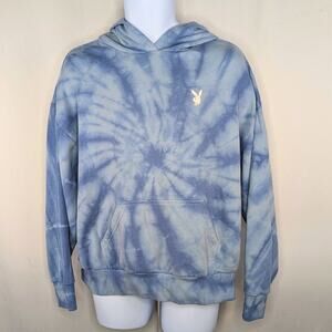 Playboy PacSun Hoodie Mens Medium Blue Bunny Logo Casual Y2K Pullover